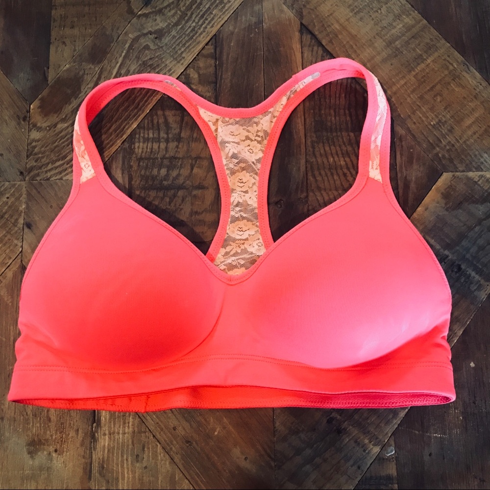 PINK yoga lace back bra